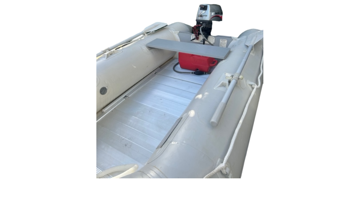 Inflatable dinghy 230 with Mariner 6hp outboard, was £1095 Sailing