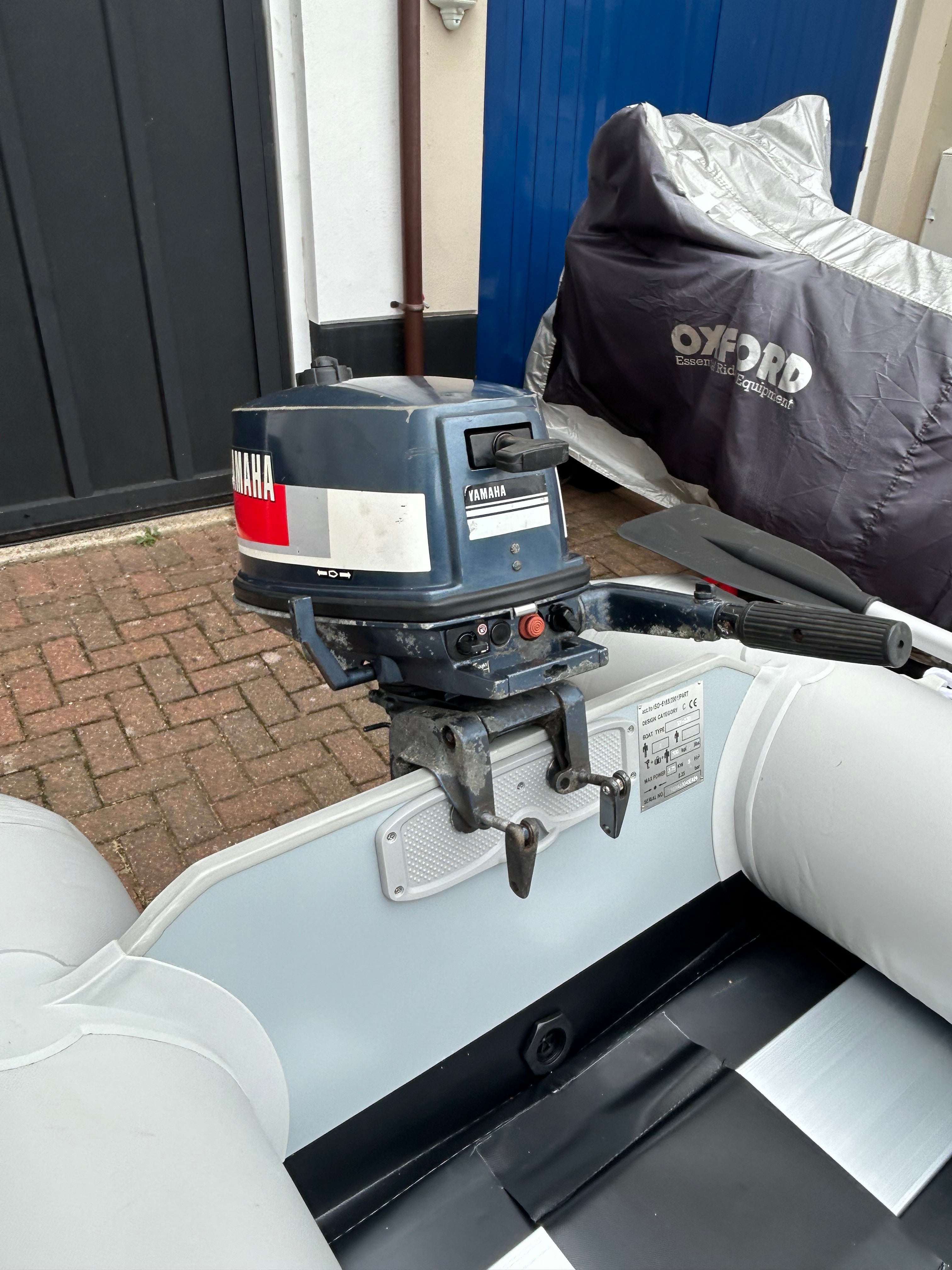 Inflatable dinghy 230 with Yamaha 4hp outboard.