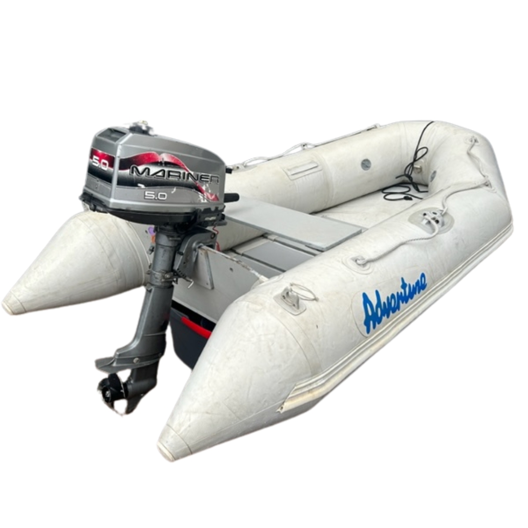 Inflatable dinghy with Mariner 5hp outboard