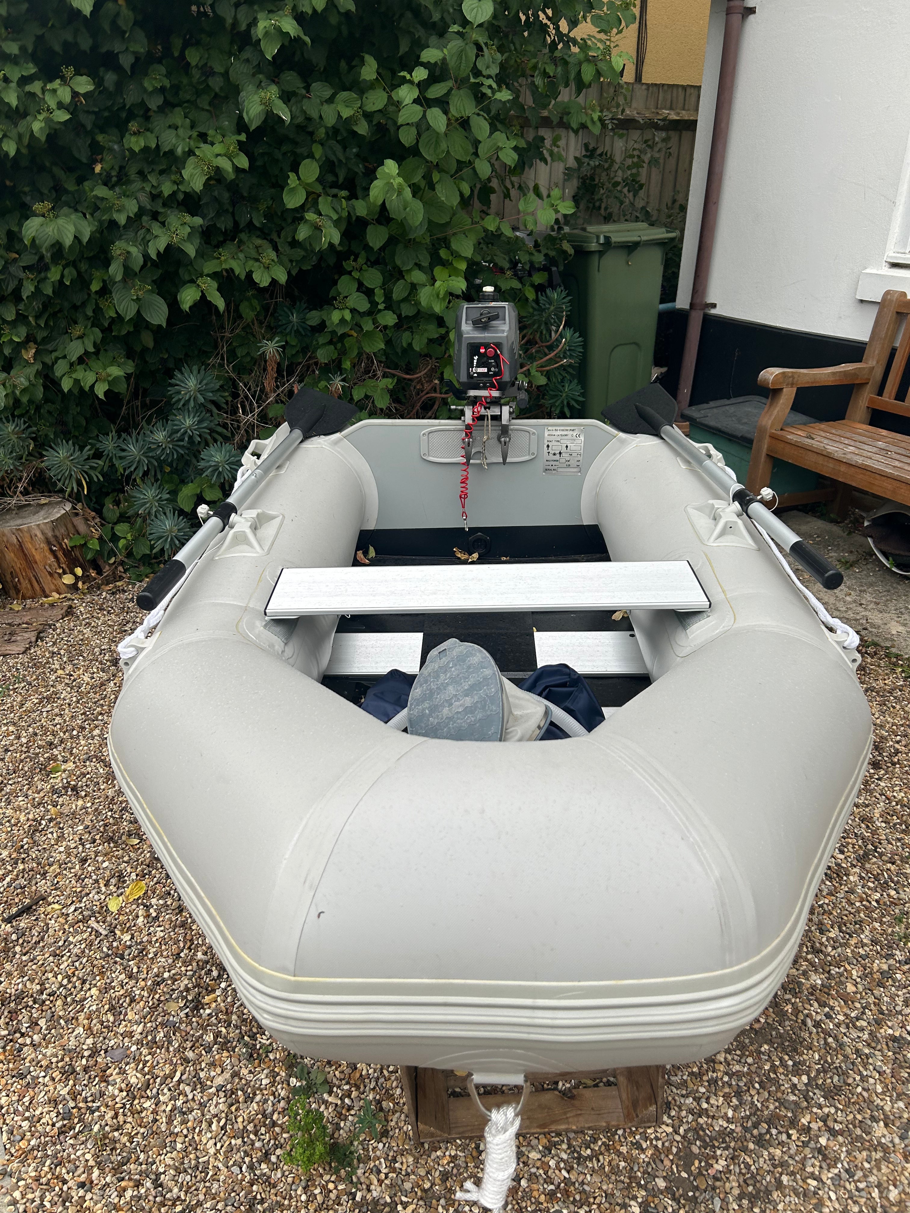 Inflatable dinghy 230 with Tohatsu 3.5hp outboard.