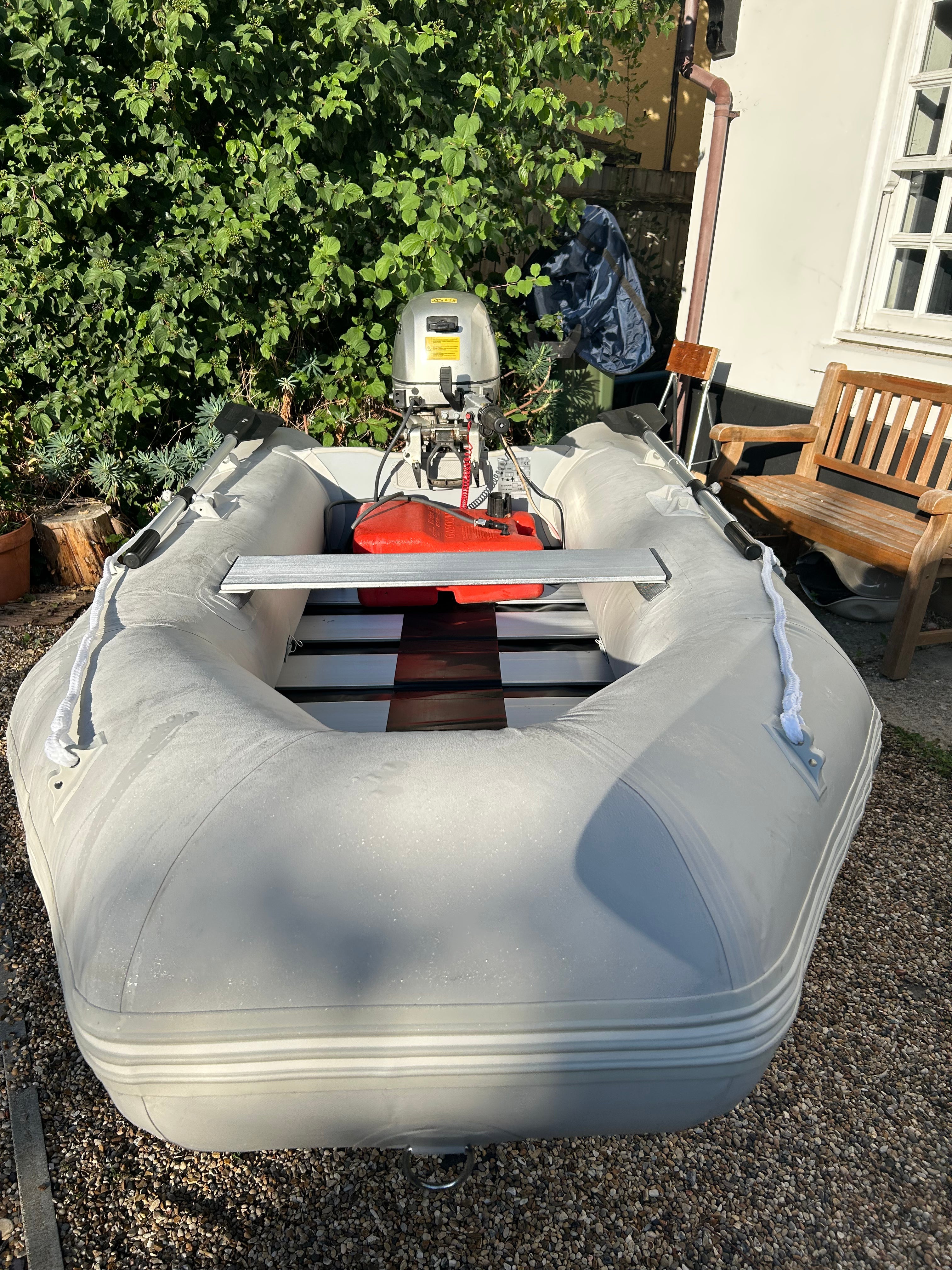 Inflatable dinghy 300 with Honda 10hp outboard.