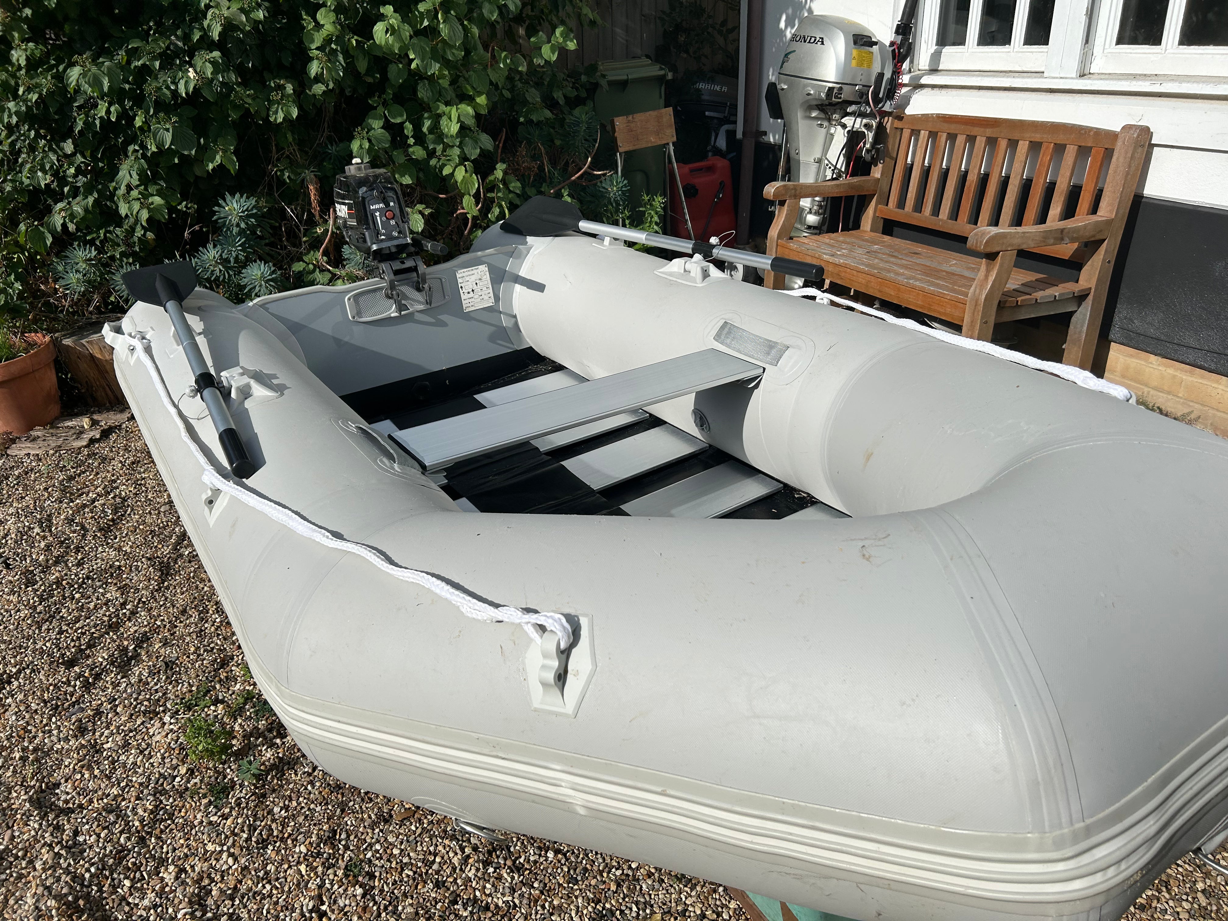 Inflatable dinghy 230 new with Mercury 3.3hp outboard.