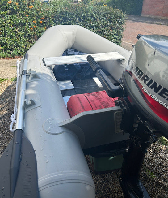 Inflatable dinghy 230 with Mariner 6hp outboard, was £1095