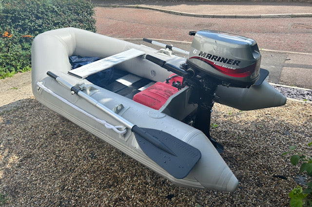 Inflatable dinghy 230 with Mariner 6hp outboard, was £1095